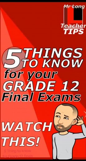 EXAM PREP WEEK video for today: 5 THINGS TO KNOW for your Grade 12 FINAL EXAMS. This is one video you want to share with ALL your fellow Grade 12s. They all need this information. #matricfinals #grade12finals #grade12exams #matricexams #teachersoftiktok #mrlongeducation #nscexams #grade12 #matric