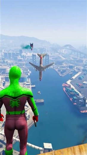 ✈️💥 Airplane Crash Ramp Madness | Spider-Man Action 🔫#SpiderMan#SpidermanAction#AirplaneCrash