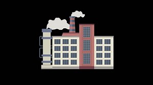Download Factory building with smoke coming out of the chimney animation for free