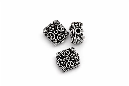 10mm Square Bali Sterling Silver Bead - Orante Silver Spacer Bead - Oxidized Artisan Jewelry Bead - Etsy