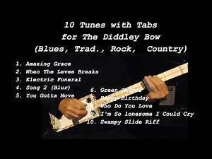 10 Diddley Bow Tunes With Tabs FRETLESS 1 string #cigarboxguitarlesson #canjo
