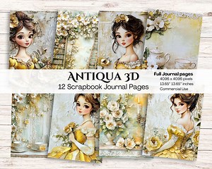 Medieval Princess Junk Journal Pages | Script | Rustic Style | Digital Paper | Scrapbook Supplies | Background Pages | Decoupage - Etsy