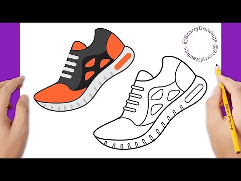 How to draw a running shoe / draw sneakers easy