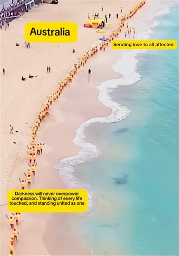 Australian Surf Life Savers stood Shoulder to Shoulder in quiet reflection today. Standing in unity with the Bondi attack survivors, their families, and the wider community. Love, strength and compassion always! #love #australia | South Australia Events and Tourist Attractions