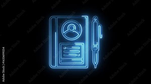 Address Book Animation with Glowing Lines on Black Background