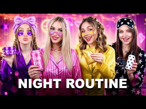 Gold vs Black vs Pink vs Violet Girl! Beauty Routine at One Color Sleepovers