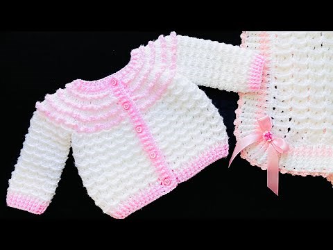 A real easy crochet cardigan sweater pattern for baby girls VARIOUS SIZES by crochet for baby