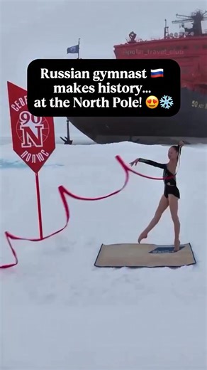 A 16-year-old athlete from St. Petersburg set a world record at the North Pole.❄️ Maria Roslyakova became the first gymnast in history to perform a routine at the North Pole at the point where the meridians converge. The air temperature was close to zero, but the Russian completed all the elements in a traditional swimsuit. 📷 easyrussianwithpolina #russianculture #russianpeople #russians #lifeinrussia #russia #northpole | Russia diversa
