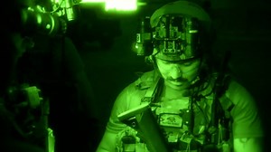 US Army night combat training in night vision