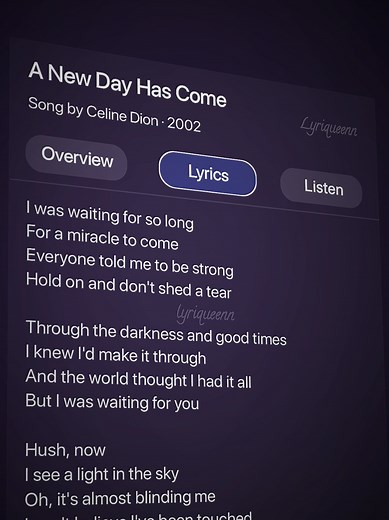 A New Day Has Come 🎧🎶 #lyrics #music #celinedion #foryou #lyriqueenn