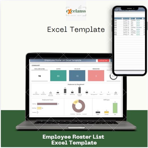 Employee Roster List Excel Template | Staff Directory & Summary Dashboard - Etsy UK