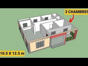 PLAN DE MAISON VILLA DE TROIS CHAMBRES SUR 10.50 X 12.50 m | [HOME DESIGN IDEAS]