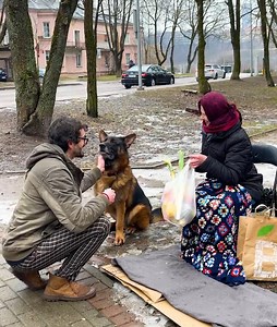 The dog lost his lunch while helping a stranger | Handy Panda