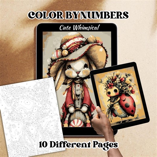 Cute Whimsical Color by Number Pages – Quirky Printable & Procreate Coloring Kit (digital Download) - Etsy