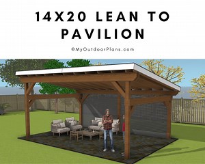 DIY 14x20 Lean to Pavilion Plans - Large Modern Backyard Gazebo Plans - PDF Download - Etsy