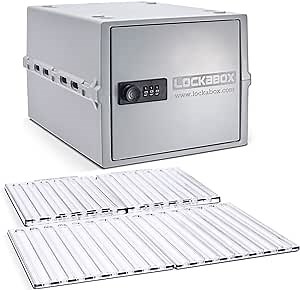 Lockabox One™ Opal White & Shelf Pack Bundle | Lockable Box for Food, Medicines, Tech and Home Safety with Removable Shelves and Base Inserts