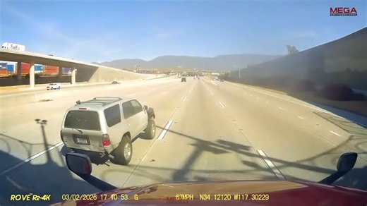 What the semi driver saw when the SUV forced the exit too late