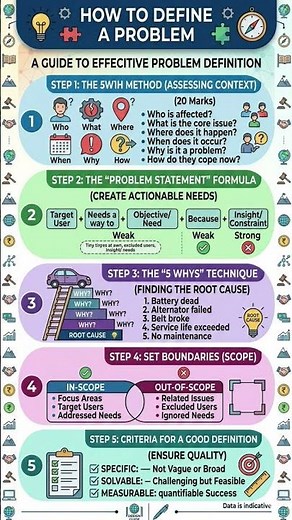 How to Define a Problem Effectively 🔍 | 5W1H Method, 5 Whys & Problem Statement Explained