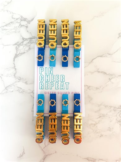 Queen (blue) | 8 Cheer Pins, Cheer Spirit Pins, Cheer Gift, Cheerleader Gift, Good Luck Pins - Etsy