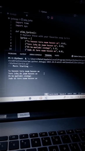 Python Lyrics Code💻🌸 #PythonProgrammerLife#CodePoetry