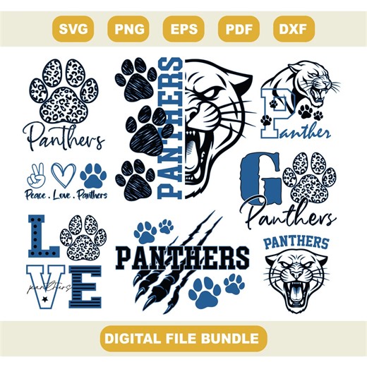 Panthers SVG Bundle, Panthers Mascot Svg, School Spirit Team Mascot Design, Panthers Clipart for Shirts, Cricut Cut File, Digital Download - Etsy