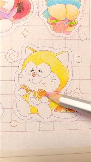 水彩色鉛筆でドラえもん描いてみた #Shorts