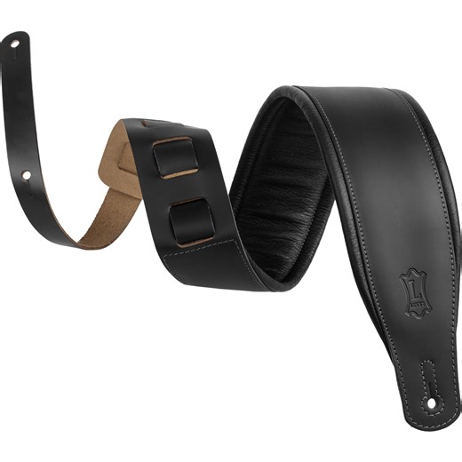 Levy's Amped Leather Series Extra-long Guitar Strap - Black