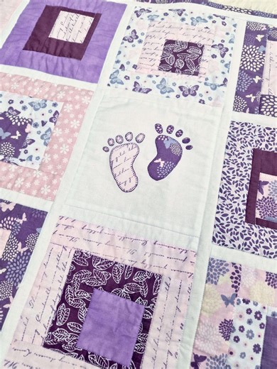 Beginner-friendly Baby Quilt Pattern PDF – “small Steps” Pink & Purple FOOTPRINT Appliques for Girls - Etsy