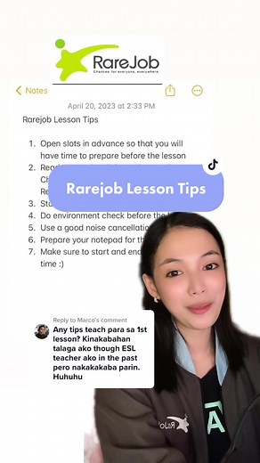 Replying to @Marco Answering Rarejob FAQs. Tips on conducting the lesson #onlineteaching #eslteaching #freelancingph #rarejobonlinetutorial #rarejobtutor #homebasedph #freelancer #onlinejob #eslteachersoftiktok #faqs #esltutor #eslteacher