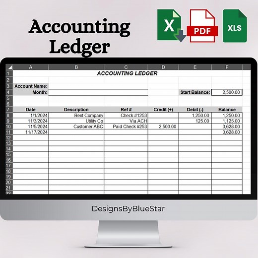 Printable Accounting Ledger | General Ledger Sheet | Account Tracker | Account Reconciliation | Business Ledger | Bookkeeping Ledger - Etsy