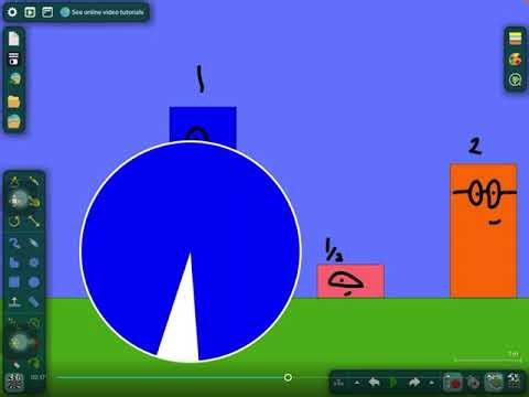 Algodoo Numberblocks Season 1 episode 4:Numberblocks 1 and 0.5 eats blueberry gum