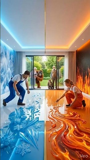 Ice vs Lava Epoxy Floor 😱 Insane Luxury Floor Transformation