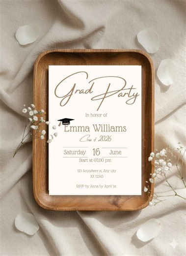 Graduation Party Invitation Template, Digital College or High School Graduation Party or Ceremony Invites, Canva - Etsy