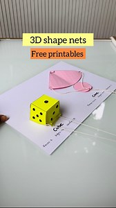 #save Shape Net printables Shapes are everywhere . A cone can be an Ice cream cone or a party hat. Comment “Printable” in the comment to get your pintables. Once you get it cut them out and on the reverse paint the shapes you see. 🍦 A cone can be an Ice cream cone or a party hat. ⛺️ A pyramid can be an Egyptian pyramid or a teepee tent. Talk to your child about the objects they see with these shapes and if those objects are 2D or 3D. These shape nets help children visualize the change from 2D t