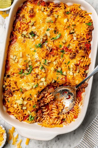 Cheeseburger Casserole Recipe (Lightened Up Version!)