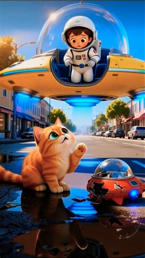 😹 Cute Cat Buys an Alien Spaceship & Crashes! Friend Saves Him! 🚀💫 | #shorts #cat #funny #comedy