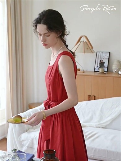Simple Retro | Camila Square Neck Bow Loose Dress |New Arrivals