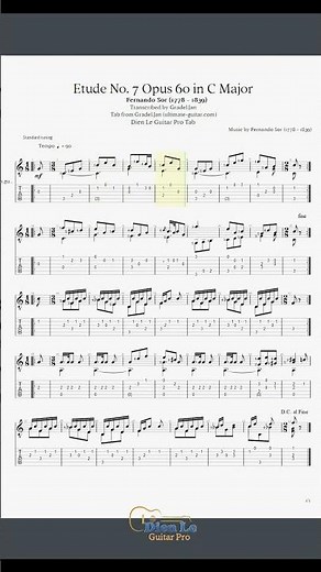 Fernando Sor - Etude No. 7 Opus 60 in C Major - for Classical Guitar
