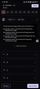 The protonema stage of life cycle of mosses is a:(A) upright, ... | Filo