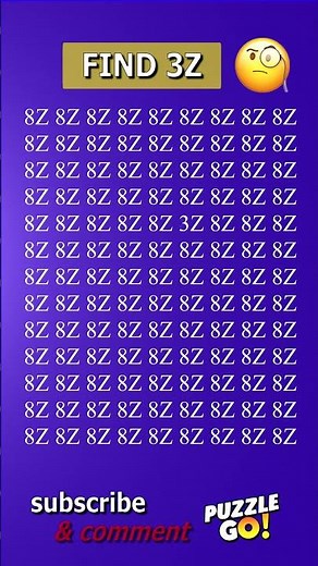 Find 3Z where? | Brain Teaser IQ Test #shorts #different #puzzles #opticalillusion #quiz