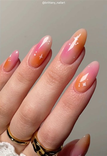 the perfect summer nails 🩷🧡 everything I used to create this look will be linked on my broadcast channel or check out my benable in my bio! eyeshadow aura nails • summer nail inspo • pink and orange nails • diy gel nails • at home nails • nail art tutorial • #nails #nailart #diynails #nailtutorial #summernails