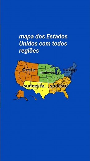 mapa dos estados Unidos com todas regiões