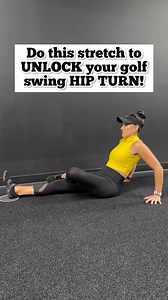 CAN’T TURN YOUR HIPS DURING THE GOLF SWING? Try this simple golf fitness stretch! 📍SAVE TO TRY LATER! For more exercises to help you UNLOCK YOUR GOLF SWING HIP TURN check out the full YouTube video and SUBSCRIBE for more golf fitness tips! 💪⛳️🏌️‍♀️ | Fit Golfer Girl
