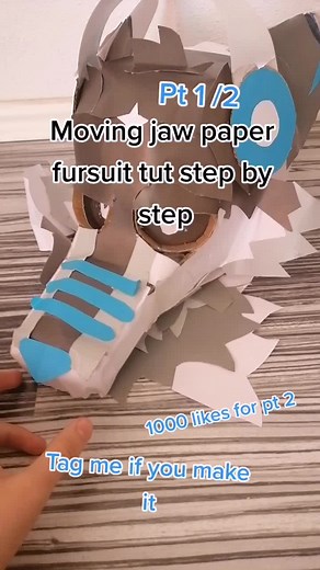 Paper fursuit moving jaw and eyes tutorial stwp by step #furry #fursuit #paperfursuit