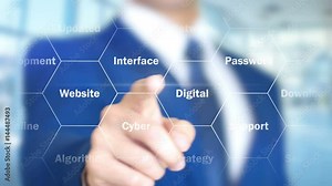 Core Form, Man Working on Holographic Interface, Visual Screen