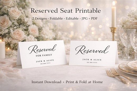 Wedding Reserved Seating Tent Cards | Editable Family Sign (5x7, PDF, Canva Template) - Etsy