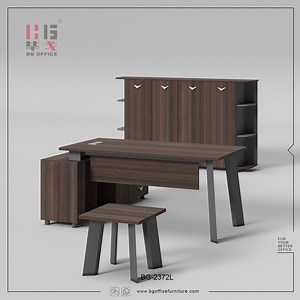 [Hot Item] Modern L-Shaped Manager Office Furniture Wooden Metal Computer Table Desk Home Office Furniture with Cabinet Bookcase