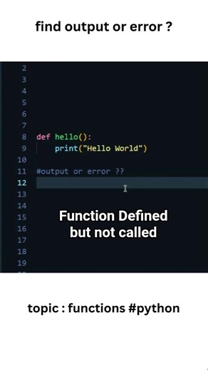 Function Defined but not called (functions) #python