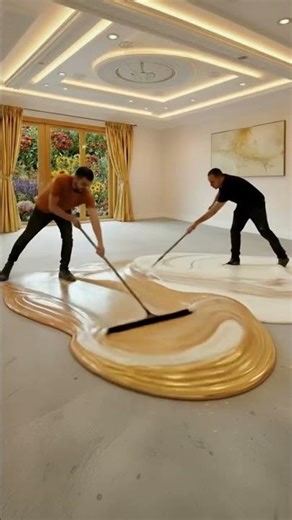 The Luxury Hook: Royal Gold Marble Epoxy Floor Transformation! 🏆✨ #epoxyfloor #resinfloor