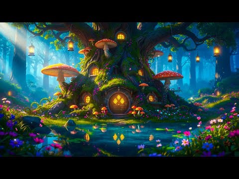 Magical Fairycore Cottage | Calming Music & ASMR Night Nature Sounds for Peace & Sleep